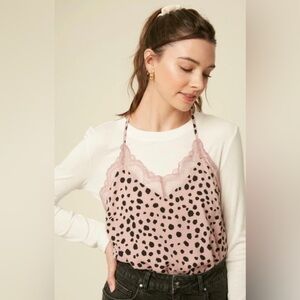 Listicle Polka Dot/Lace Cami Tank